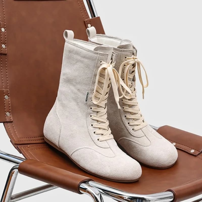 Men High Top Boots Quality Suede Leather Casual Boots Classic Round Head Lace Up Cowboy Boot Mens Knight Boots Botas Para Hombre