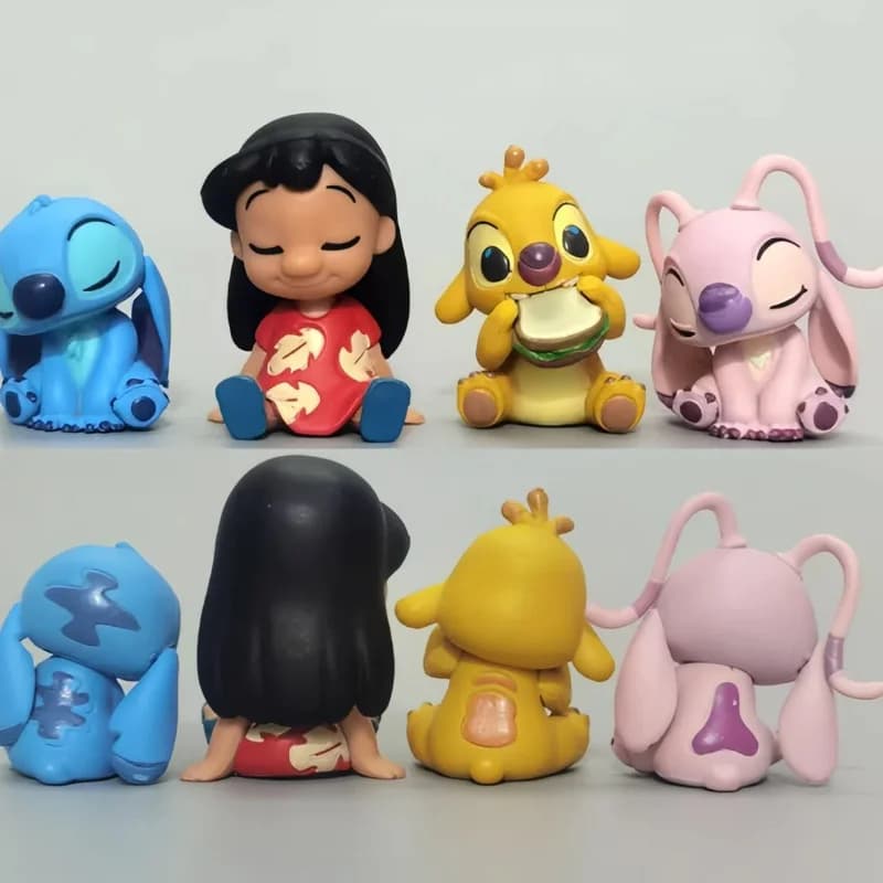 Set di 4 Pezzi Lilo Stitch Angel ‌ Action Figure Ute Reuben Stitch, Modellino da Collezione Anime, Ornamento da Scrivania, Regalo a Sorpresa