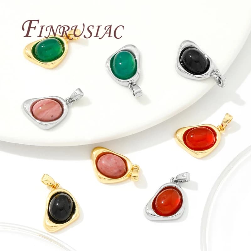 18K Real Gold Plated Natural Stone Charms For Jewelry Making,Pendants For Necklaces Making Accessories,DIY Jewelry Findings