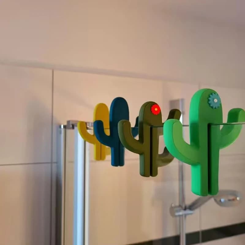 Ganci per porte in vetro a forma di cactus, adatti per porte da 8 mm/6 mm, gancio a morsetto per porta del bagno per asciugamani, salviette, abbigliamento