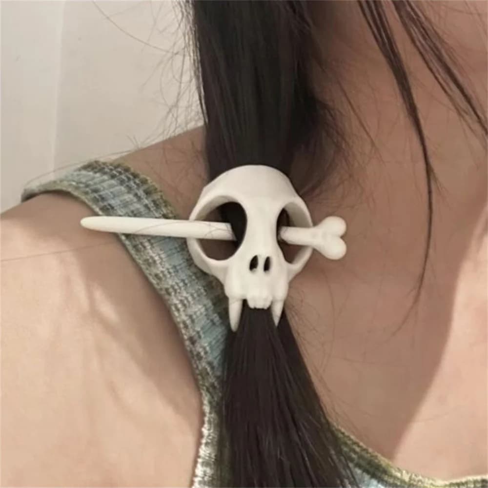 Ghost Skull Hair Sticks Skeleton Hairpin White Gothic Headwear Luminous Hairclip Halloween Girls Hair Clasp Prop
