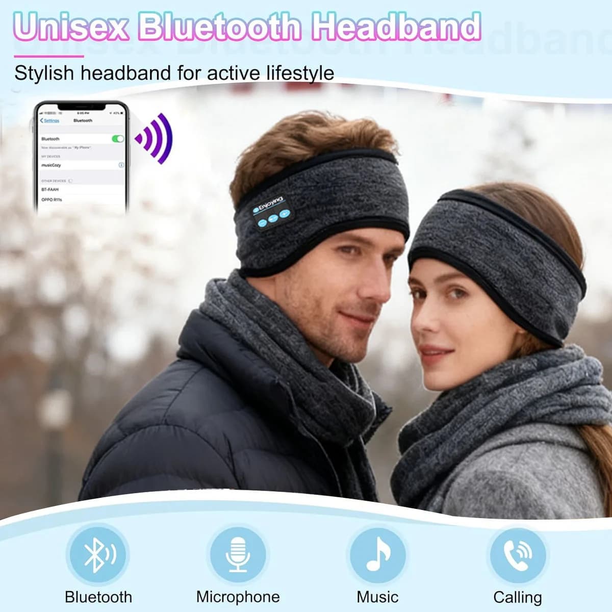 Wireless Bluetooth Headphones Headband Sports Music Unisex Winter Earmuffs Mic Thick Fleece Ear-Muff Ear Cover Bluetooth Headset