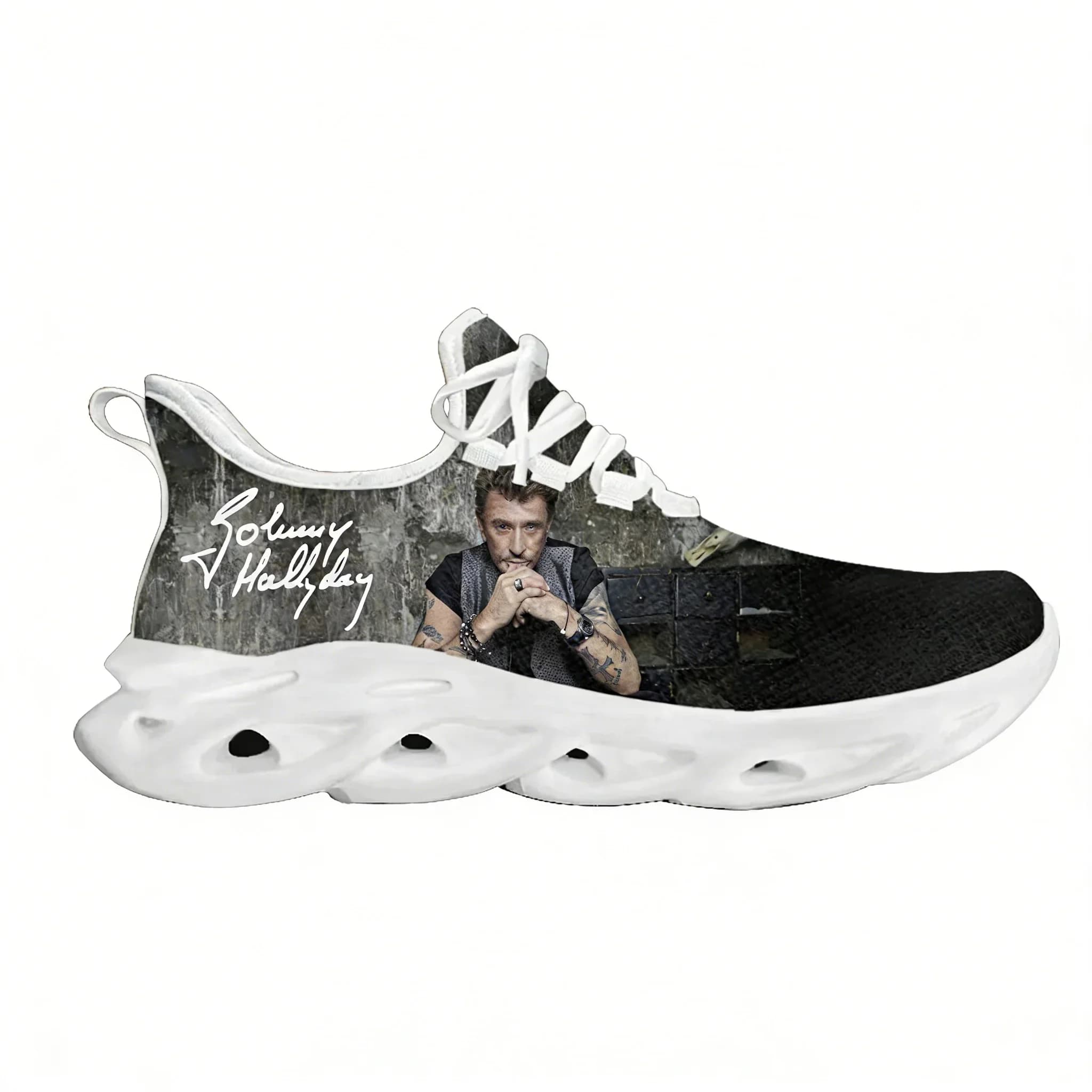 Johnny Hallyday Sneakers sportive da uomo e da donna, scarpe da corsa, sneaker con lacci, calzature in rete, scarpe su misura, bianche
