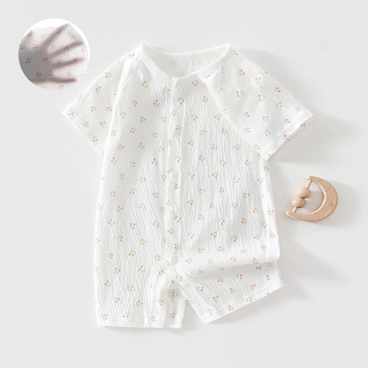 2026 Summer Newborn Baby Clothing Thin Combed Cotton Female Baby Pajamas 0-18 Months Male Baby Short Sleeve Jumpsuit