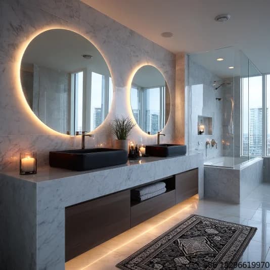 Round LED Smart Bathroom Makeup Vanity