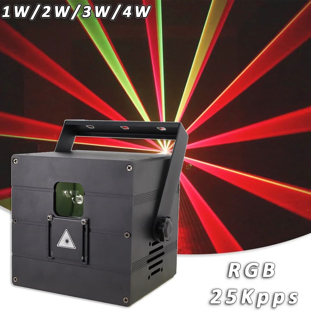 Proiettore laser 1W 2W 3W 4W RGB Animazione Fascio 3D Luci laser da palco Proiettore DJ Disco Bar Club Effetto Festa Danza Matrimonio Natale