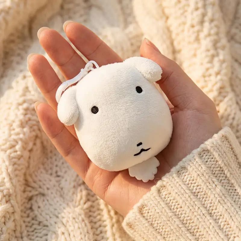 Big-Headed White Dog Plush Toy Keychain Kawaii Dog Stuffed Doll Fashion Backpack Pendant Gift