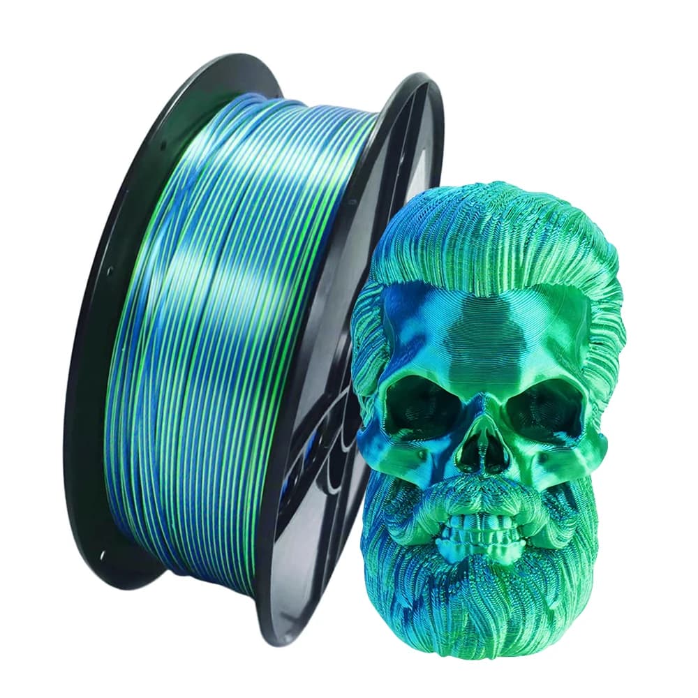 3D Printer Filament PLA of bicolor silk from 1,75 mm - Filament for sublimation green-blue 2 in 1 250G | 3D extrusive filament