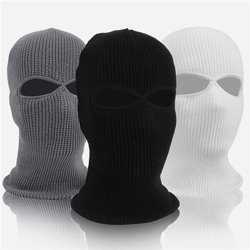 1PC Winter Knit Cap Warm Soft 2 Holes Full Face Ski Hat Hood Motorcycle Helmet Hat Fashion Women Men