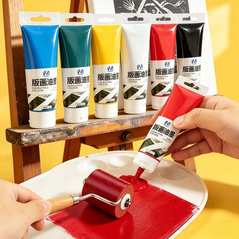 75ml 6 Colors Water Soluble Printmaking Ink Washable Tube Linocut Ink Student DIY Hand Painting Screen Printing Pigment Set