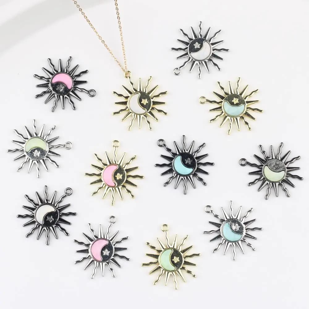 6 pcs/lot 23*25MM In Zinc Alloy Sun Star and Moon Pendants and Pendants FAI Necklace by TE Bracelet Earrings Accessories