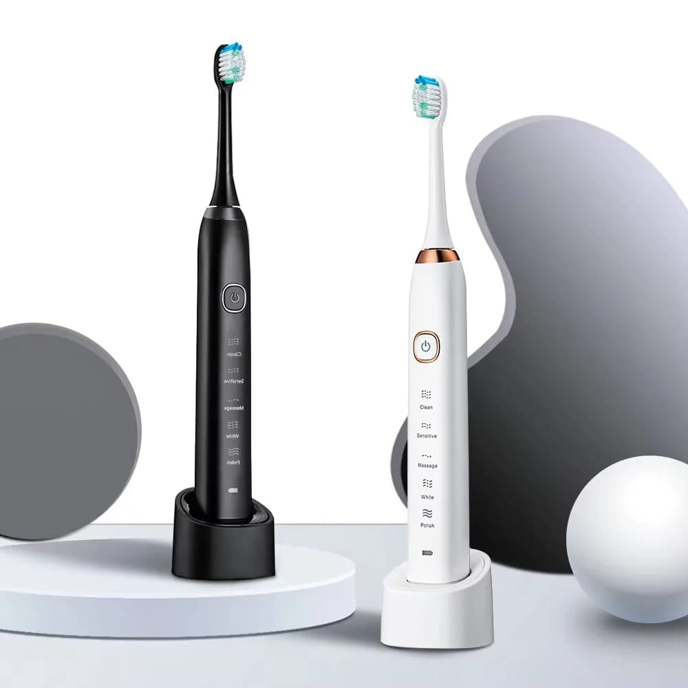 1 sonic electric toothbrush with intelligent timer, 40000 VPM, 5 modes, 8 heads, deep cleaning, rechargeable for adults, oral hygiene