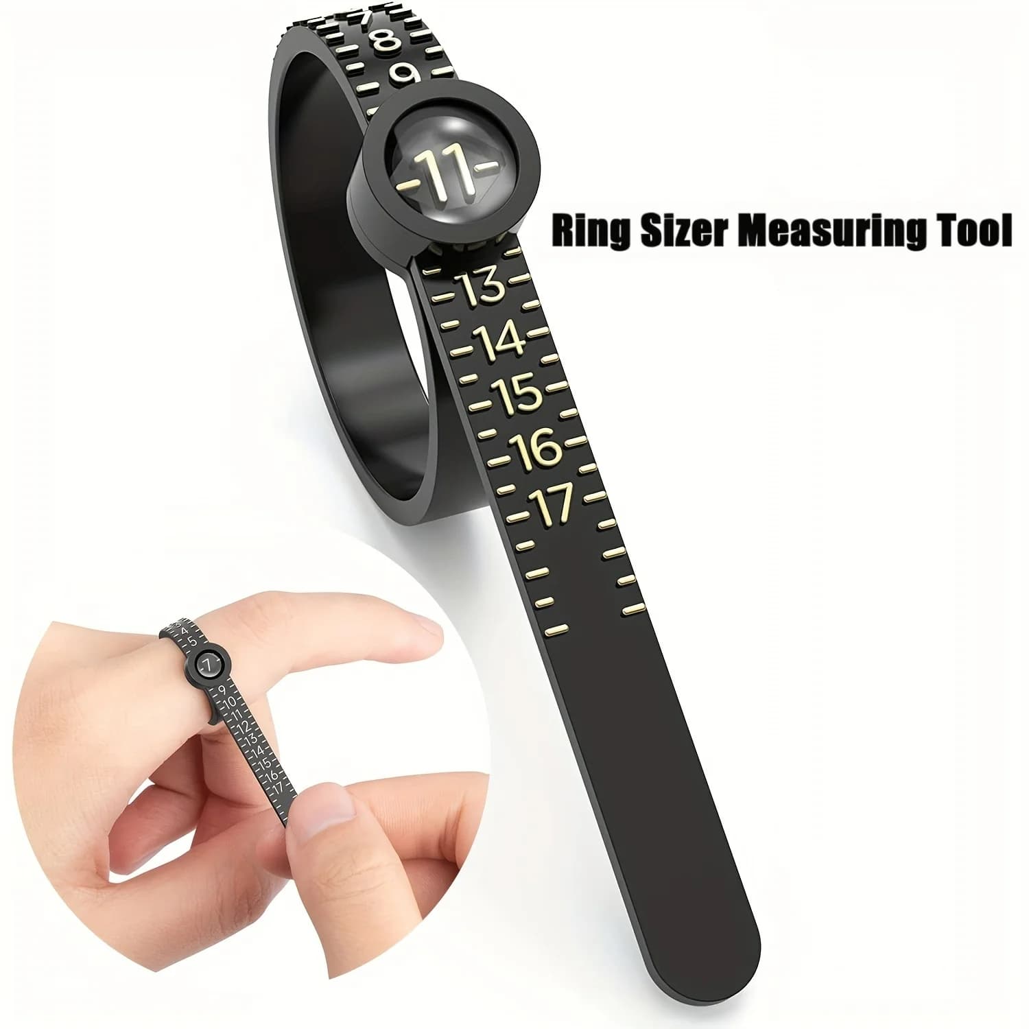 Ring Meter with magnifying glass - Alloy for measuring US/UK/EU/HK jewellery for measuring finger size instrument