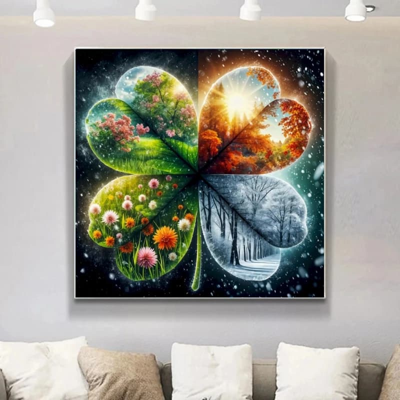 5D Diy Diamond Painting The Four Seasons Landscape Rhinestones Mosaic Embroidery Handmade Kits Four-leaf Clover Home Decor Gifts