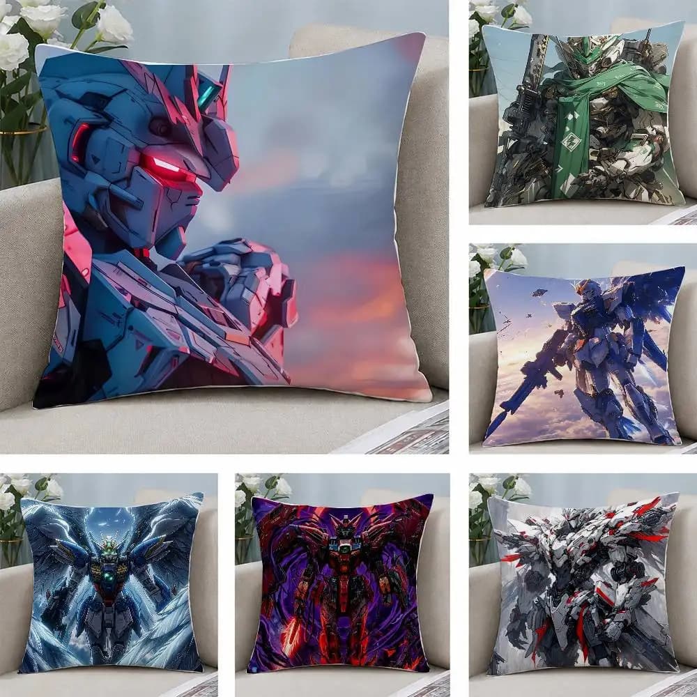 Mobile Suit Gundam Gundam F91 Copricuscino in peluche morbido e corto per divano, camera da letto, decorazione, regalo