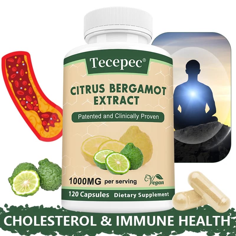 Citrus Bergamot 1000mg Capsules, Antioxidant Supplement, Support Immune, Heart, Cholesterol, Cardiovascular & Blood Sugar Health