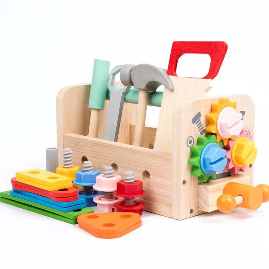 Panca per attrezzi per bambini Set in legno Giocattoli Giocattoli Montessori Banco da lavoro Giocattoli da costruzione Giocattoli educativi Regali di compleanno di Natale ragazzi