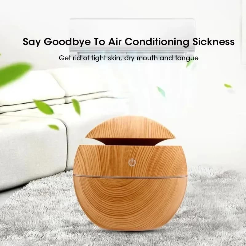 Umidificatore USB Portatile Mini Effetto Legno e Diffusore di Oli Essenziali per Aromaterapia Casa e Ufficio