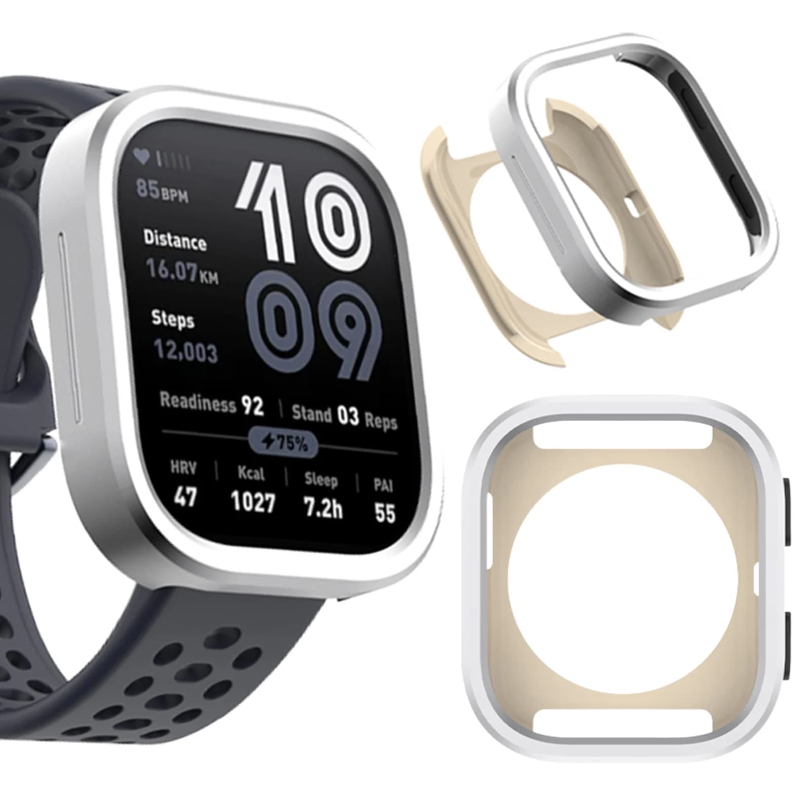 Per Amazfit Bip 6 Smartwatch Custodia con castone in metallo Custodia rigida di ricambio per schermo antigraffio Custodia protettiva antiurto