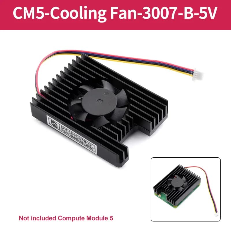 CM5 Cooling Fan 3007-B 5V Cooler Heatsink Speed Adjustable with Thermal Tapes for Raspberry Pi Compute Module 5 IO Board