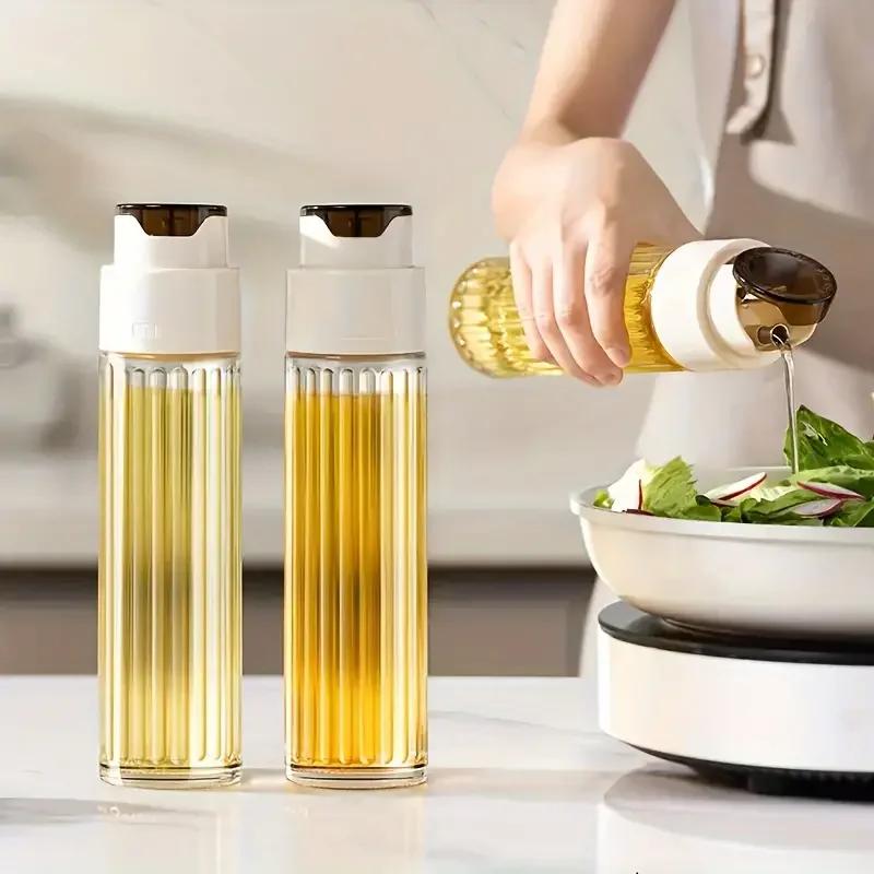 Bottiglia per Olio con Apertura e Chiusura Automatica, Antigoccia, Pratica per Versare, Utensile da Cucina