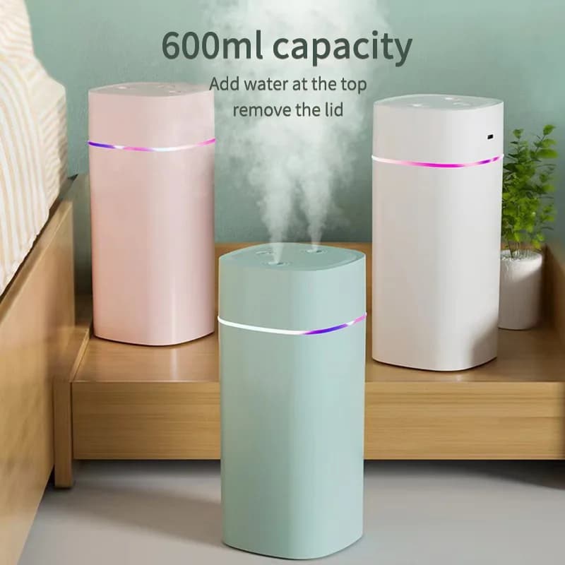 Umidificatore USB Doppia porta spray Olio essenziale 600ml Aromaterapia Umidificatore Freddo Mist Maker Fogger Purificare per Home Office