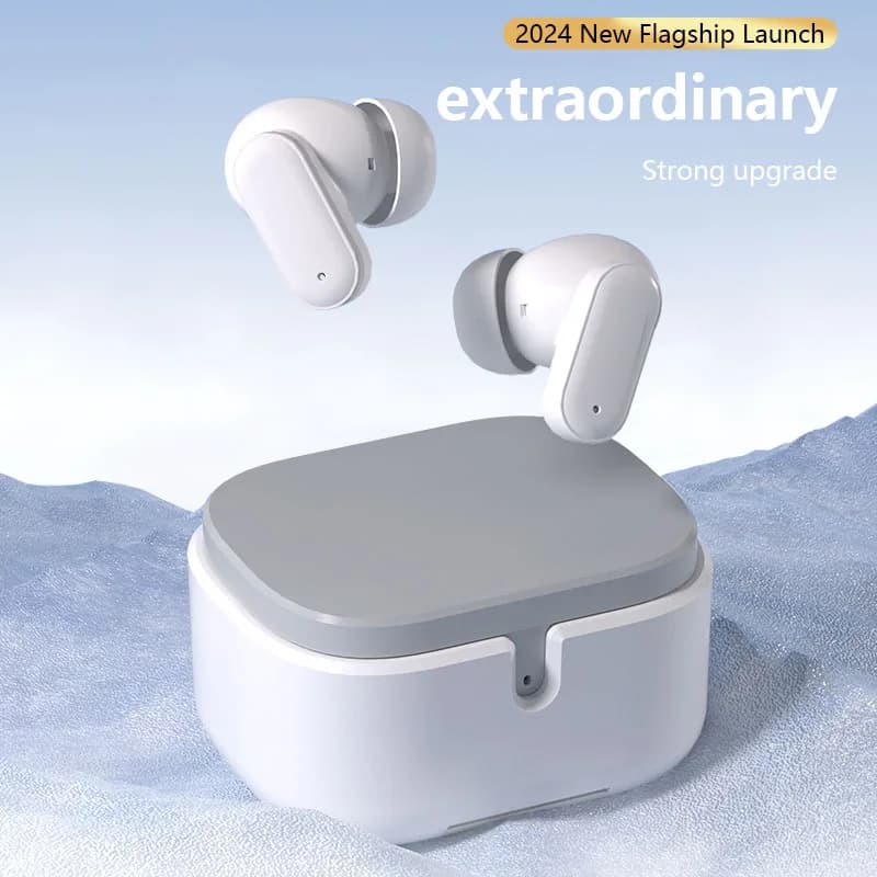Bluetooth 5.4 wireless TWS earphones with deep bass sound IPX5 headphones with noise reduction for smart AI calls waterproof
