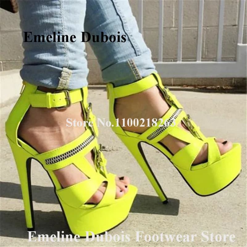 Emeline Dubois Open Toe Platform Sandals Decorated with stiletto heel Sandals Gladiator Party Dresses