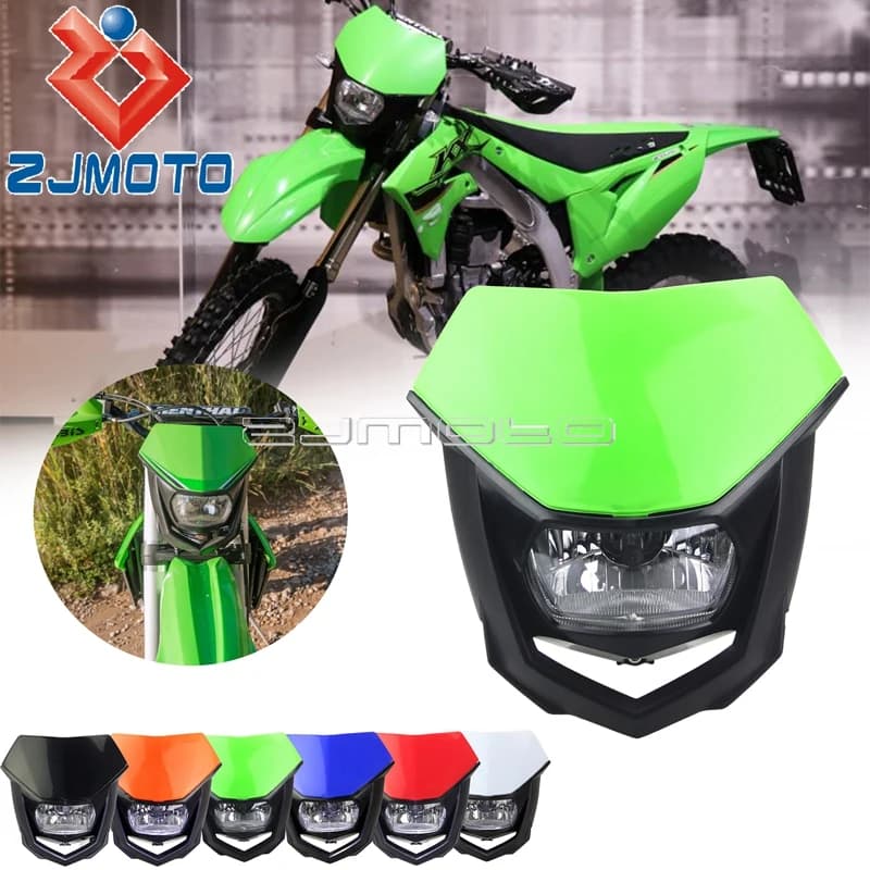 Universale Verde Dirt Bike Doppio Sport Cupolino Motocross Enduro H4 35W Faro Faro Per Kawasaki KX KLX KLR KX KXF