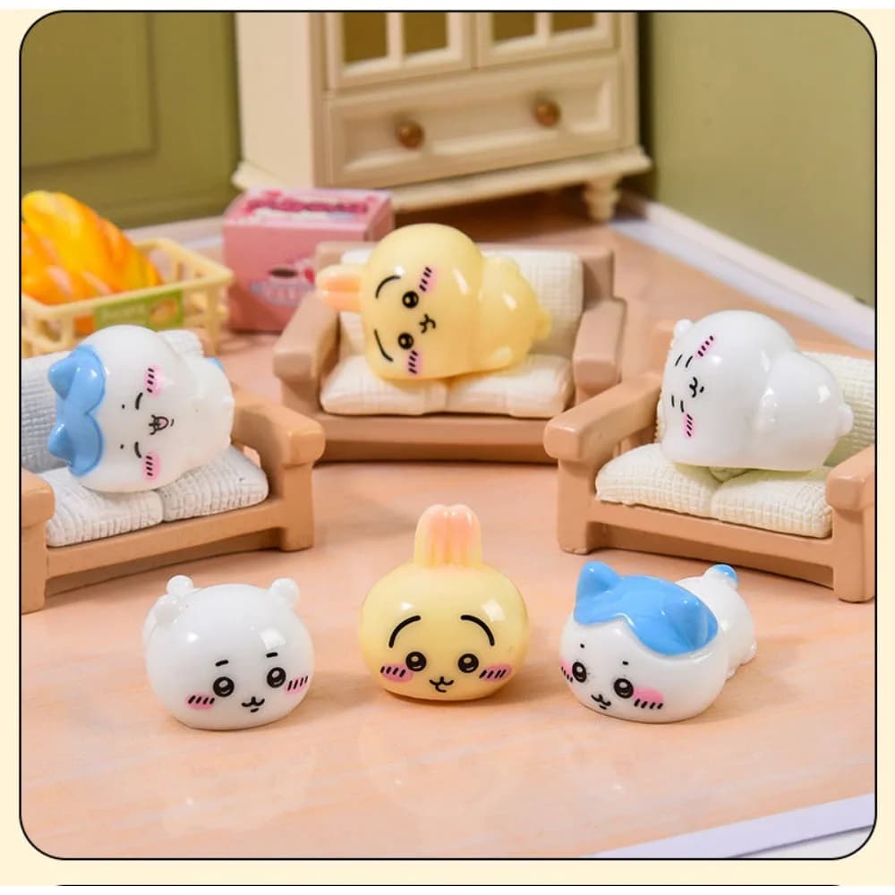 9PCS Kawaii Chiikawas Series Resin Toys Cartoon Character Cute Creativity DIY Keychain Supplies