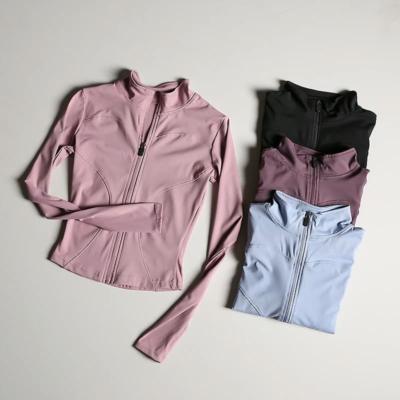 Slim fit Sports jacket Connected to Korean Zipper Coat Sport Fitness Clothing yoga Plus Velvet jacket Slim fit Top drying fast