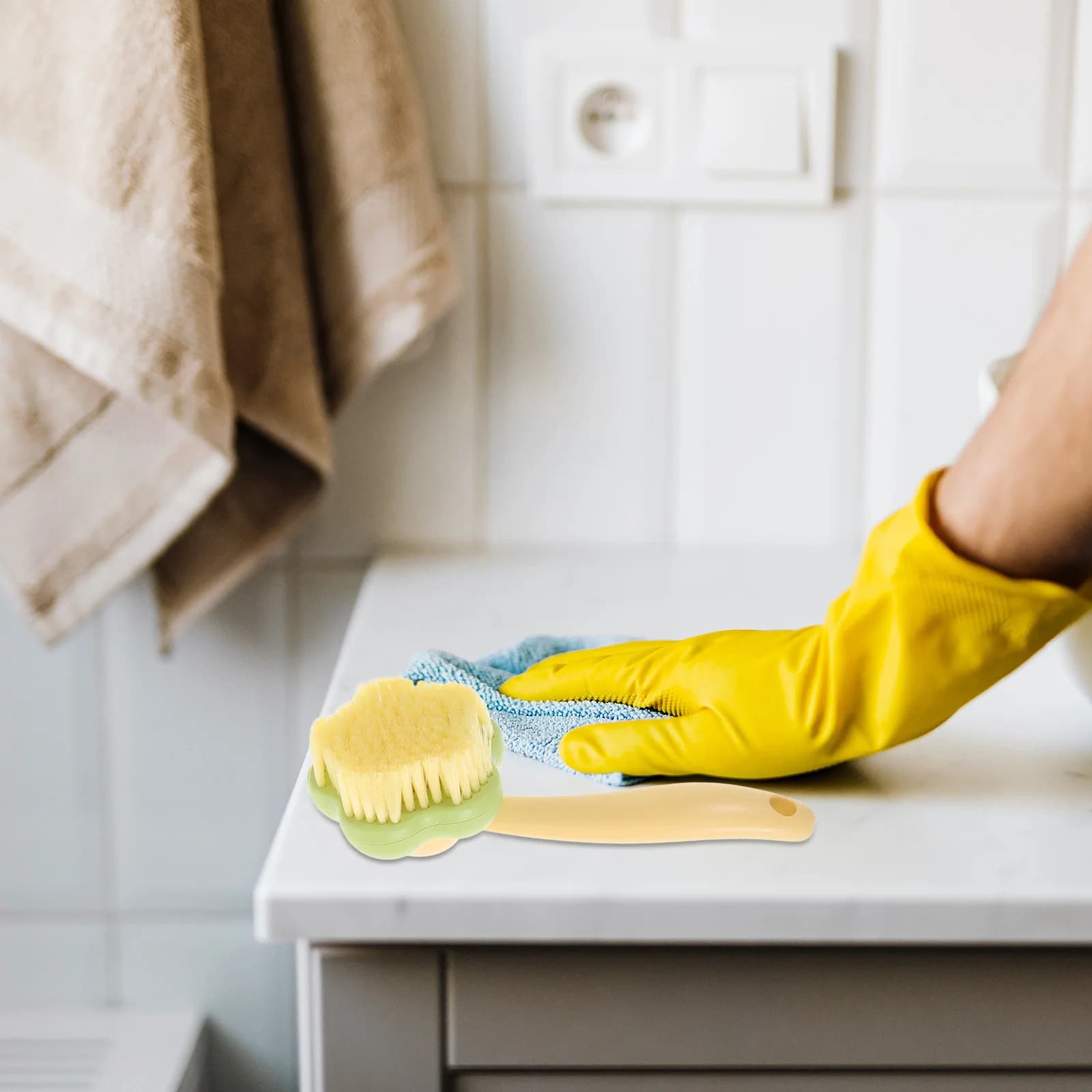 Spazzola per Bucato 2-in-1 con Setole Morbide, Strumento per la Pulizia delle Scarpe e delle Macchie, Spazzola per Uso Domestico Leggera con Manico Lungo e Impugnatura Confortevole