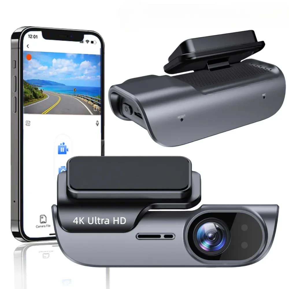 Black DVR camera box for WiFi cars with 4K single lens for vehicle registration