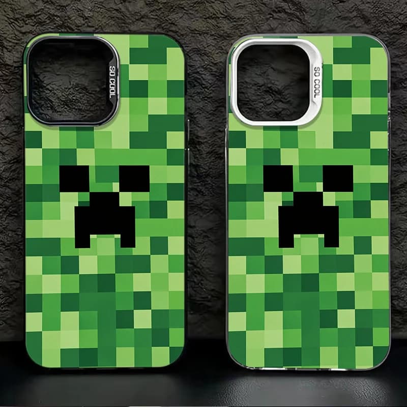 Simple Pixel Game C-Creeper C-Craft Frosted Case for iPhone 17 16 E 15 14 Plus 13 12 Mini 11 Pro Max Acrylic Hard Silicone Cover