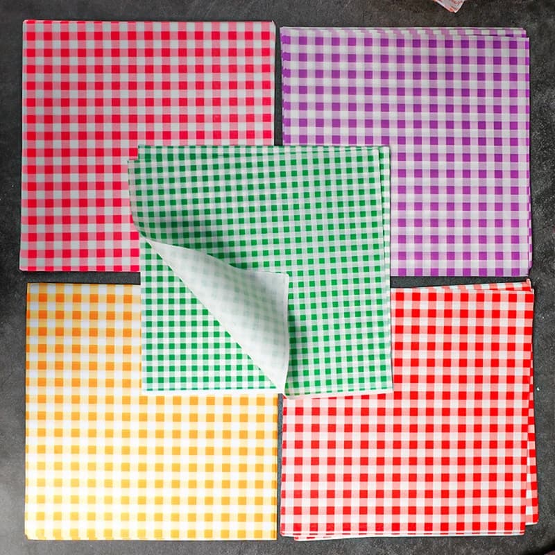 Nuovi 100 fogli di carta antigrasso per sandwich, carta cerata in 7 colori per barbecue, picnic, feste, fast food