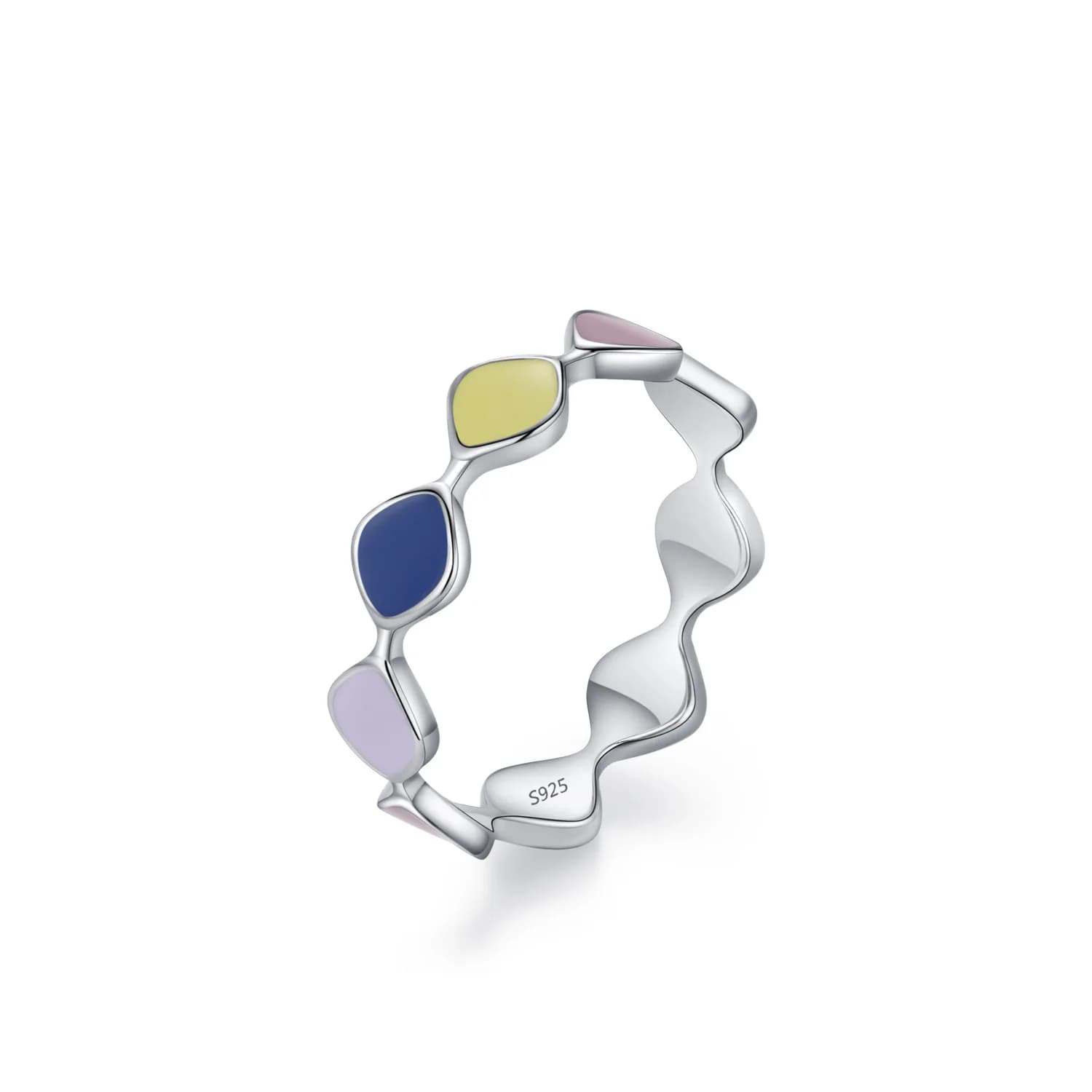 Anello da dito in vero argento sterling 925 con smalto colorato dolce europeo per gioielli da regalo di nozze per feste di compleanno da donna