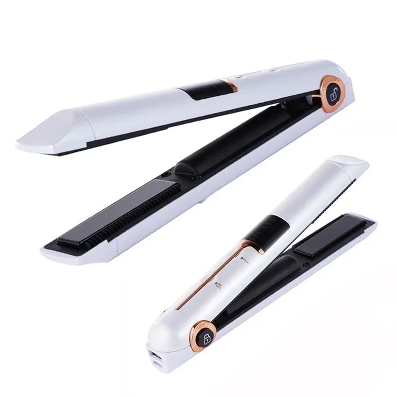 Portable USB Rechargeable Hair Plate with Power Bank Lock System Travel Ferries Wireless smoothing hair plate