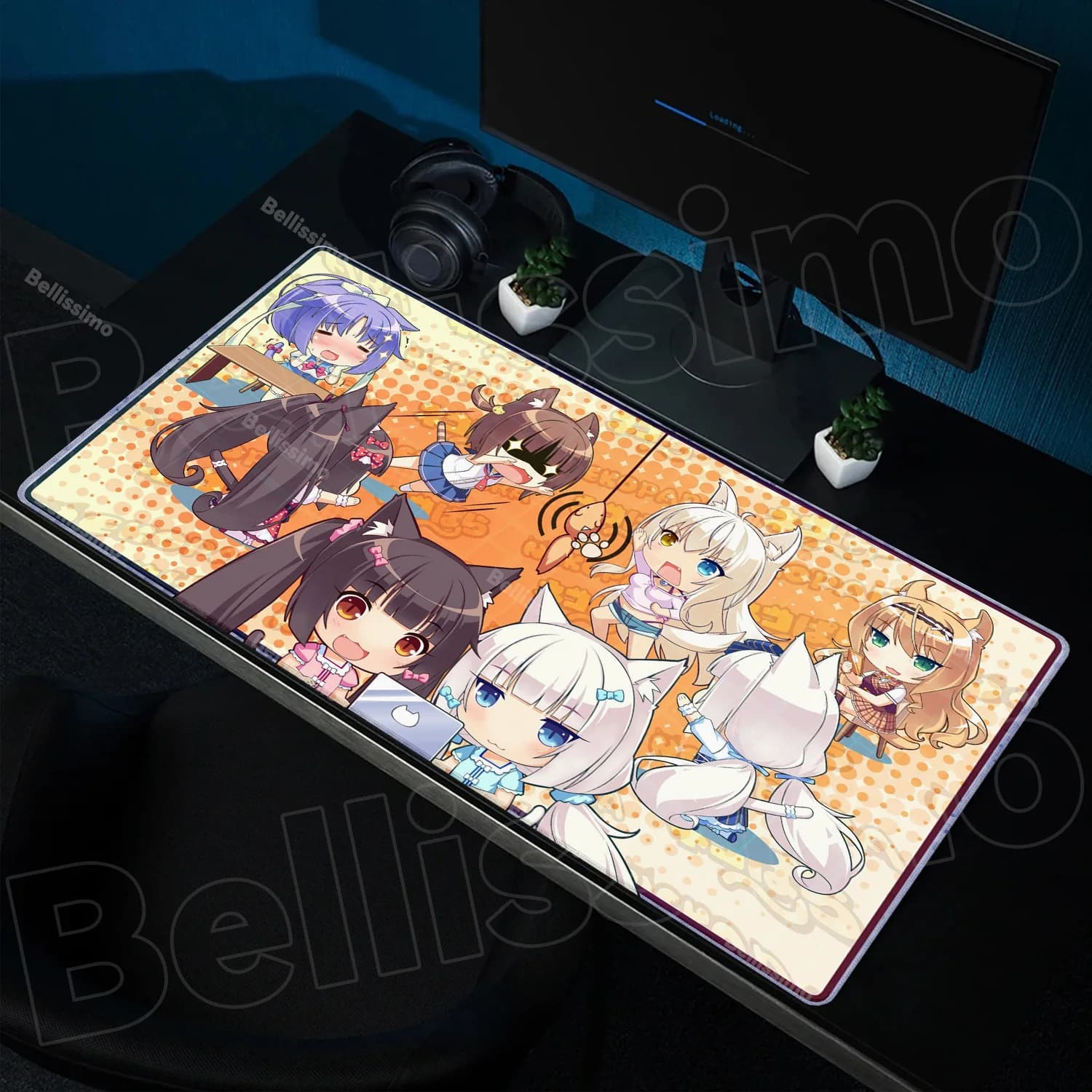 XXL Home HD Tappetini da scrivania per computer Tappetino per mouse Nekopara Mousepad Tappeto Gamer Office Laptop Tappetino per mouse morbido Tappetini per mouse desktop 90x40 cm