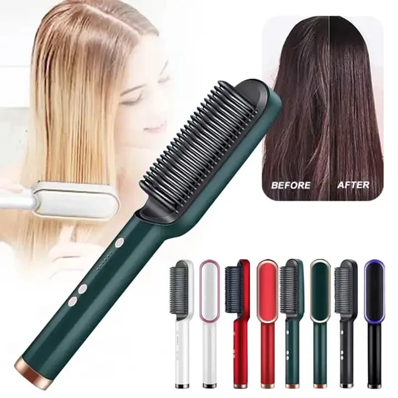 Electric Hot Smooth Brush PTC Hairdryer One Step 3 In 1 Hair Plate Ceramic Women's Ceramic Flat Iron Hairstyles