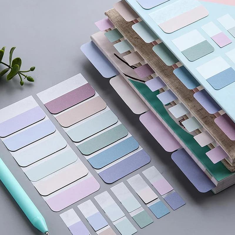 1 set di taccuini memo creativi con indice colorato trasparente, cancelleria per ufficio, scuola, adesivi autoadesivi, segnalibri, blocchetti per appunti adesivi
