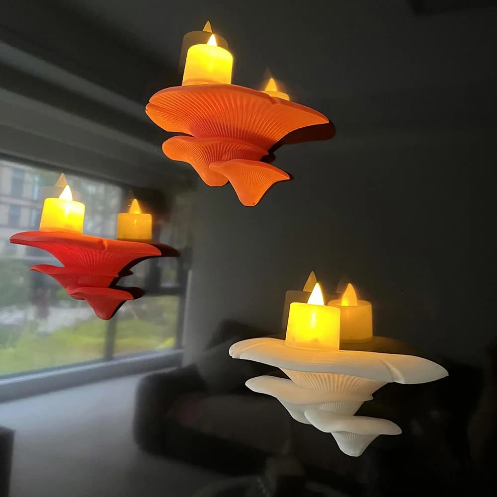 Mushroom-Shaped 3D Printed Multifunctional Wall Decor Stand - Cute Storage Rack for Home Decoration Ornament