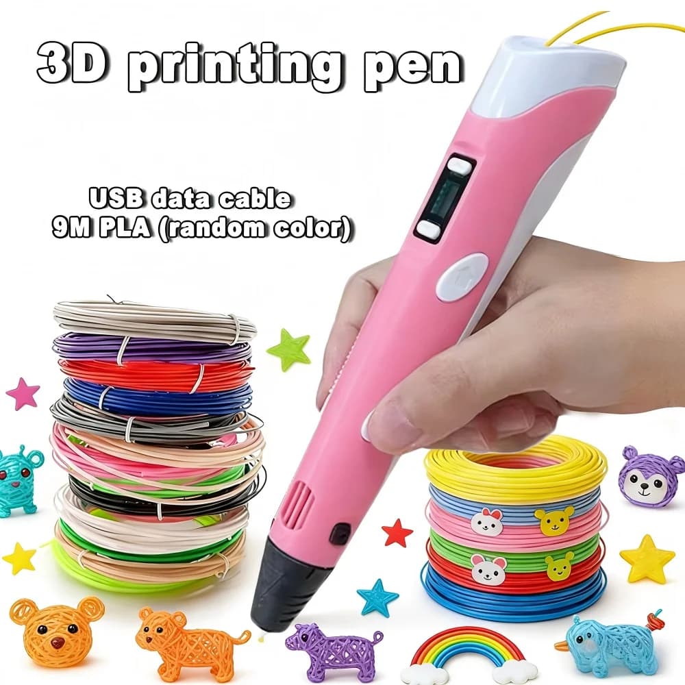 3D Printing Pen with 9M PLA Filament Safe High-Temp Graffiti Pen DIY Craft Drawing Pen for Kids Adults Christmas Birthday Gift