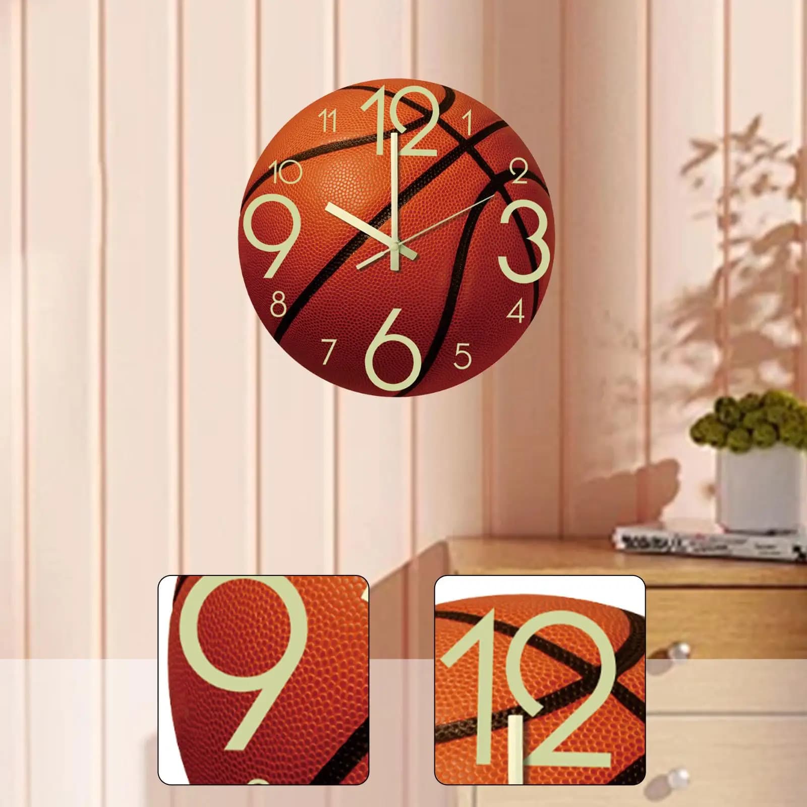 12 inch sports and elegant wall clock for basketball