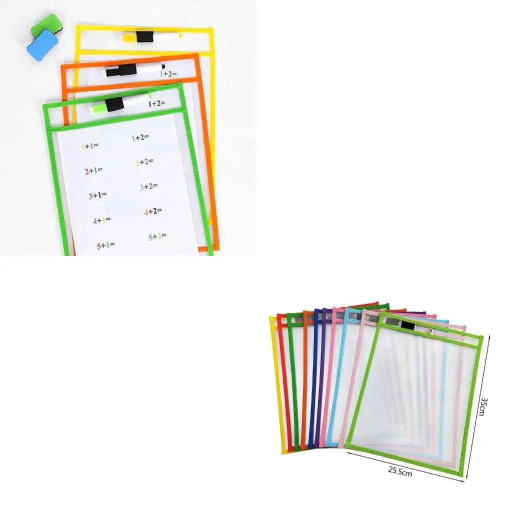 10x Heavy Duty Pockets Ticket Holders Sheet Protectors Clear Front and Back Washable for Kids Adults Students