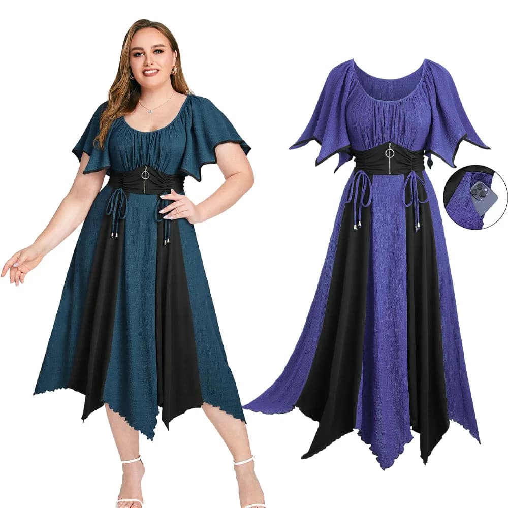 ROSEGAL Abiti da donna taglie forti Cerniera O-ring Vita stretta Tasca increspata Strutturata Asimmetrica Abito in poliestere lavorato a maglia 5XL