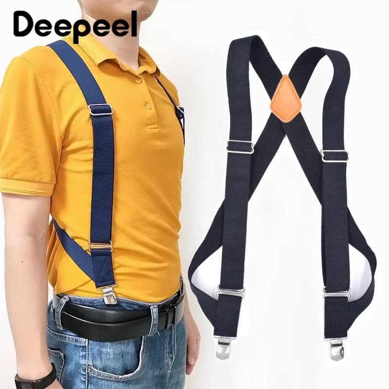 1Pc 3.5X125cm Bretelle da uomo 2 Clip Bretelle per adulti X-Type Sospensorio maschile Bretelle da lavoro elastiche regolabili Cinghia per jeans