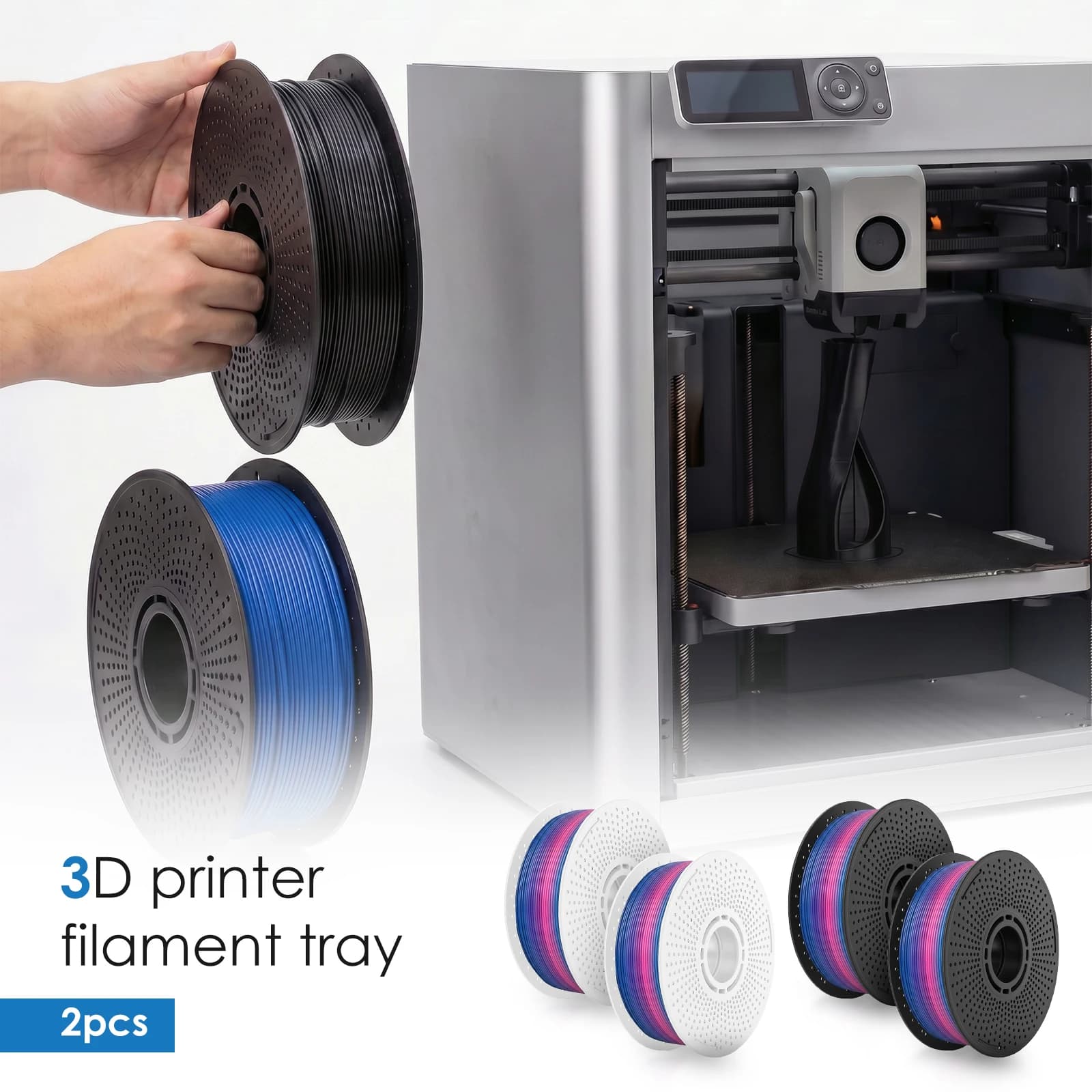 2Pcs Reusable Filament Spool for Bambu Lab X1C P1S P1P A1 Mini 3D Printer Empty ABS Spools for PLA PETG TPU ABS Filament Tray
