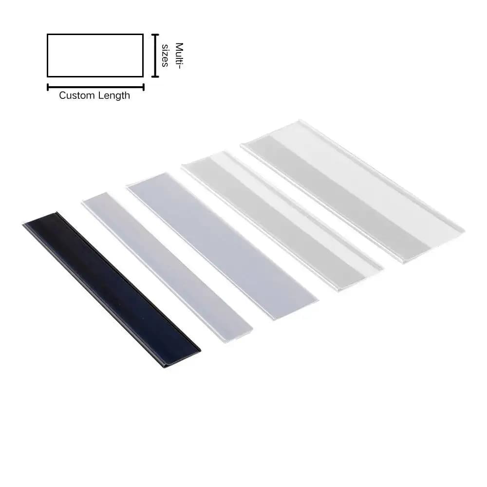 40 pezzi di plastica per prezzi di merci, etichette per cartellini, strisce dati, clip in PVC, supporto per mensola, nastro adesivo