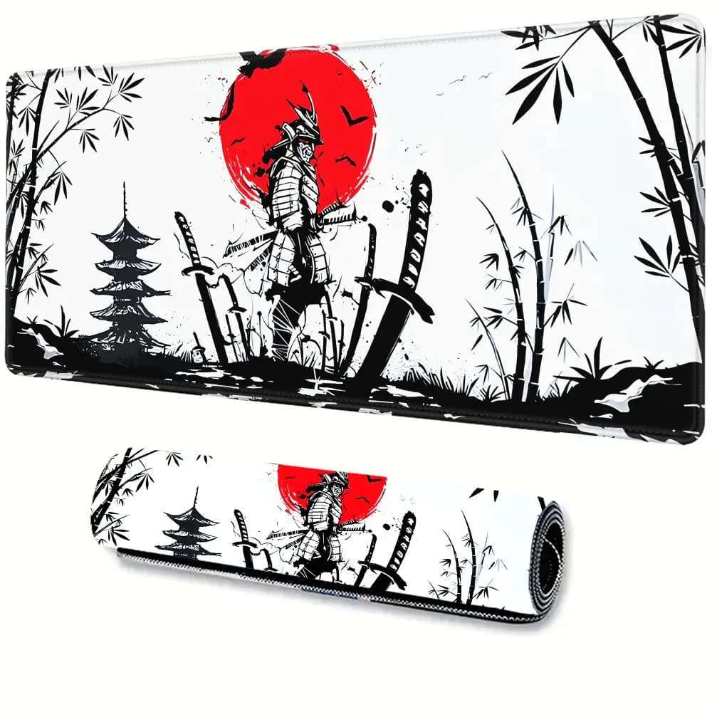 Samurai Warrior MousePad Gamer Accessori per computer Tappetino per tastiera Tappetino per mouse nero Tappetino per mouse aziendale Gaming Accessorio per scrivania per laptop Pc