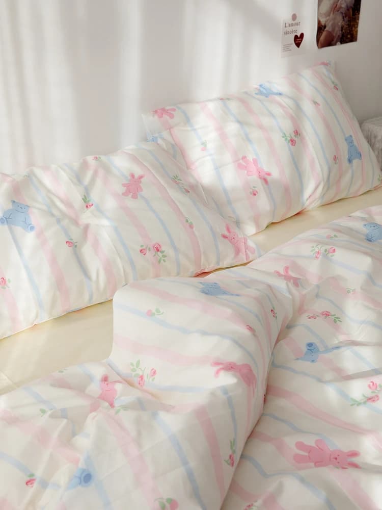 Adorabile Set di Biancheria da Letto per Bambini in Puro Cotone, Stampa Carina Snail Tower S, Copripiumino, Federe e Set Copriletto
